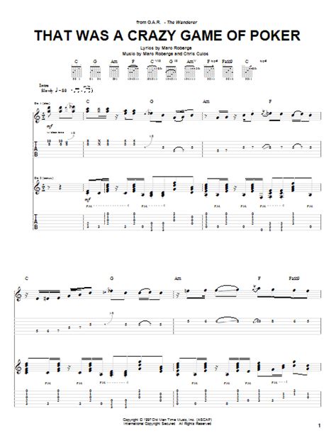 crazy game of poker chords.